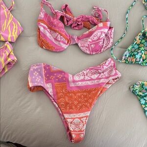 Pink and Orange Paisley Bikini Set